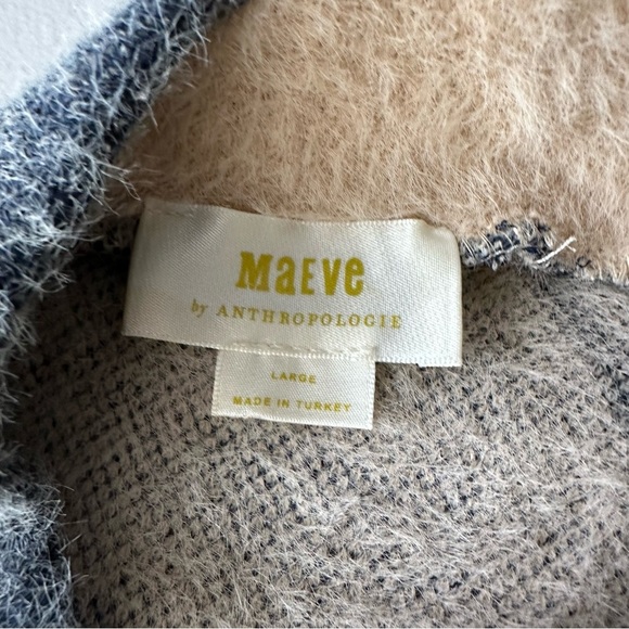 Anthropologie Maeve Mock Neck Cropped Diagonal Gray Striped Sweater - Picture 5 of 8